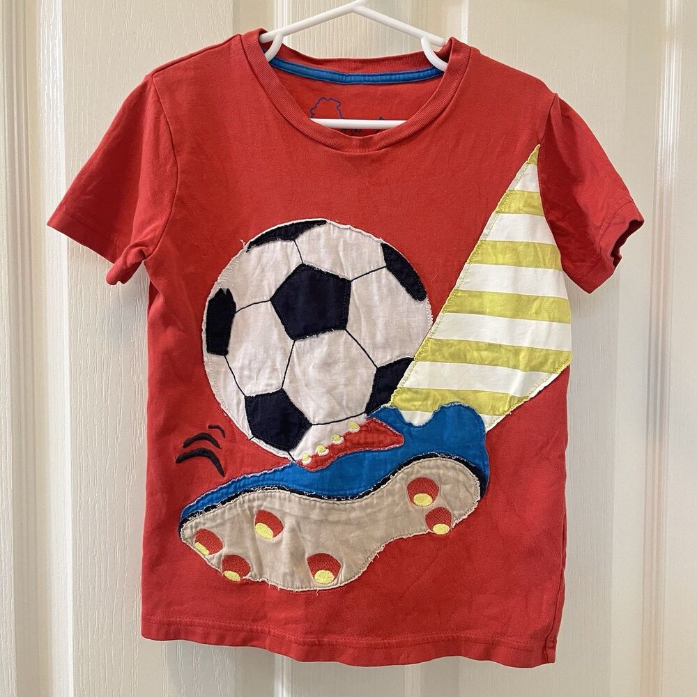 Mini Boden Soccer Ball Kick Applique Top T-Shirt Boys Size 5-6 years